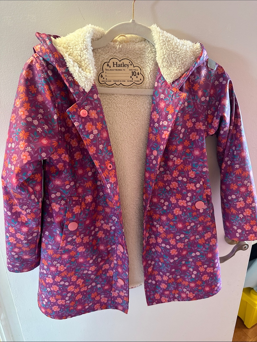 Hatley Floral Sherpa-Lined Raincoat